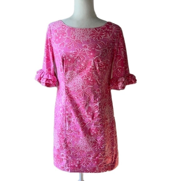 NWOT Lilly Pulitzer Ruffle Elbow Sleeve Dress Strawberries Print Keyhole Back - Picture 1 of 14